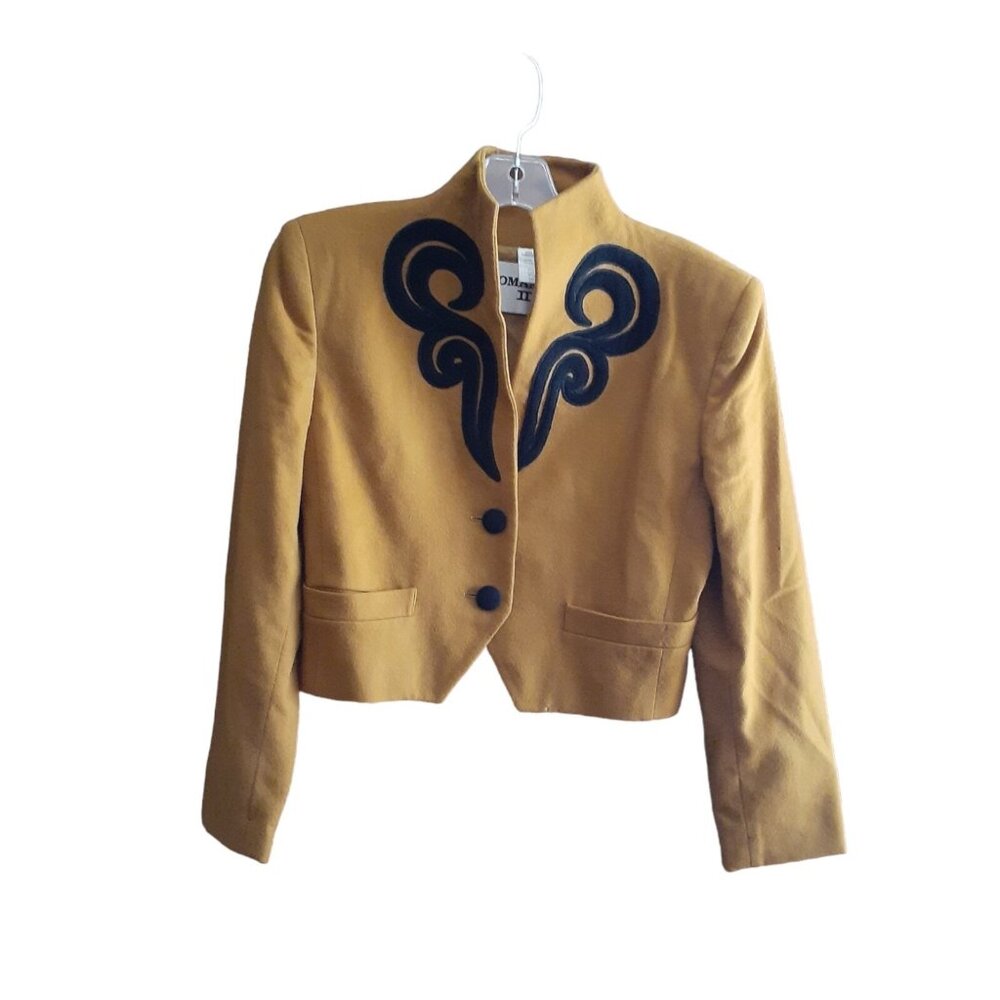 VTG Appliqued Blazer Jacket Romanoff 100% Wool Lined Made in Italy Matador 8